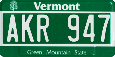 VT license plate AKR947