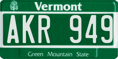 VT license plate AKR949
