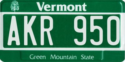 VT license plate AKR950