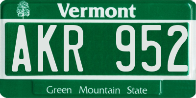 VT license plate AKR952