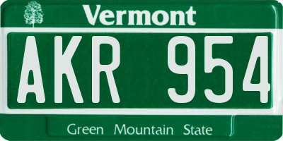 VT license plate AKR954