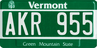 VT license plate AKR955