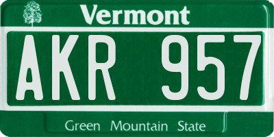 VT license plate AKR957