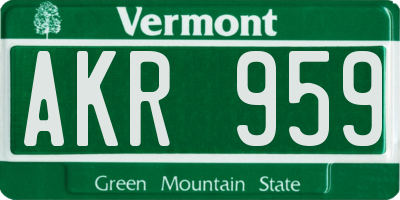 VT license plate AKR959