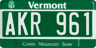 VT license plate AKR961