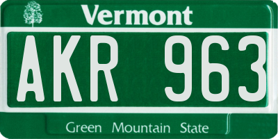 VT license plate AKR963