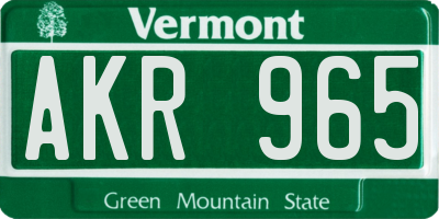 VT license plate AKR965