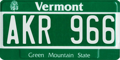 VT license plate AKR966