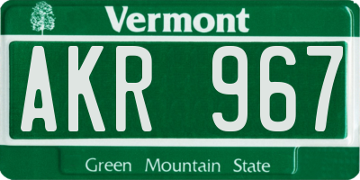 VT license plate AKR967