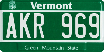 VT license plate AKR969
