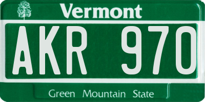 VT license plate AKR970