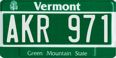 VT license plate AKR971