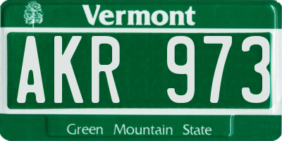 VT license plate AKR973