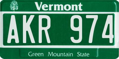 VT license plate AKR974