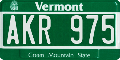 VT license plate AKR975