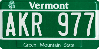 VT license plate AKR977