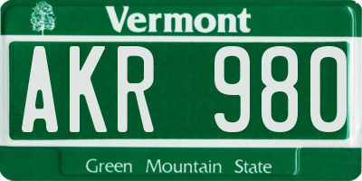 VT license plate AKR980