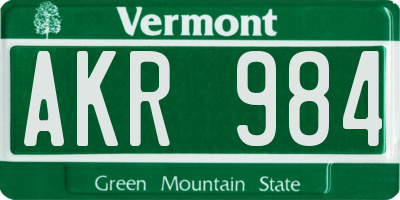 VT license plate AKR984