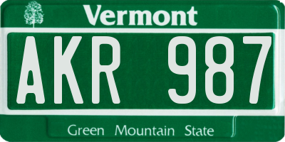 VT license plate AKR987