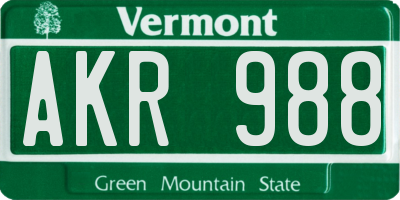 VT license plate AKR988
