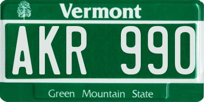VT license plate AKR990
