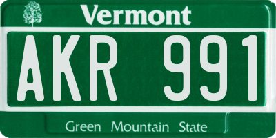 VT license plate AKR991