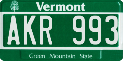 VT license plate AKR993