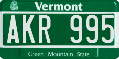 VT license plate AKR995