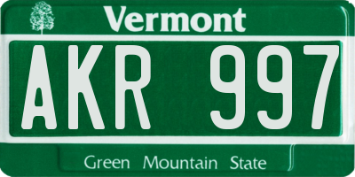 VT license plate AKR997