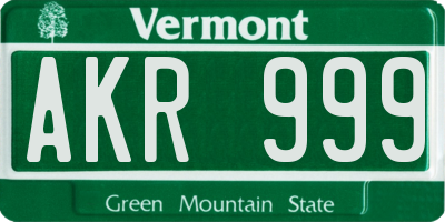 VT license plate AKR999