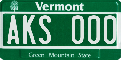 VT license plate AKS000