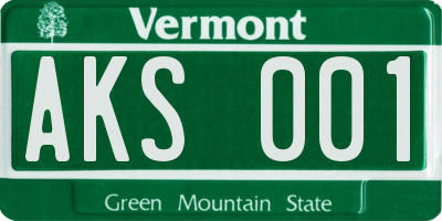 VT license plate AKS001