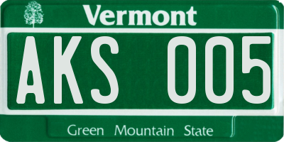 VT license plate AKS005