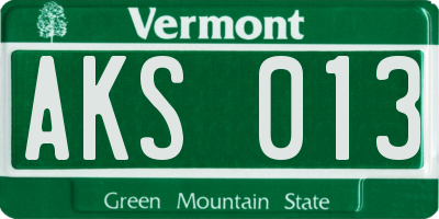 VT license plate AKS013