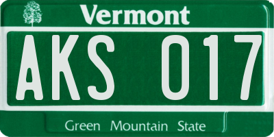VT license plate AKS017