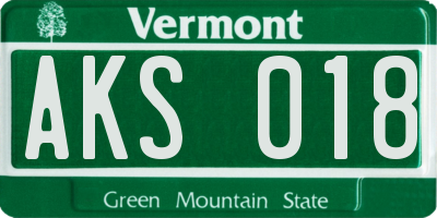 VT license plate AKS018