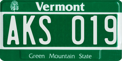 VT license plate AKS019