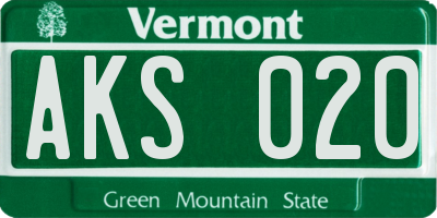 VT license plate AKS020