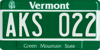 VT license plate AKS022