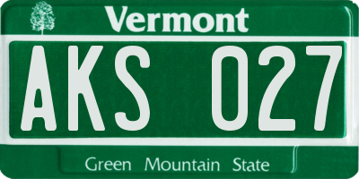 VT license plate AKS027