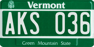 VT license plate AKS036