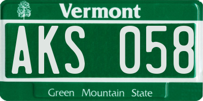 VT license plate AKS058