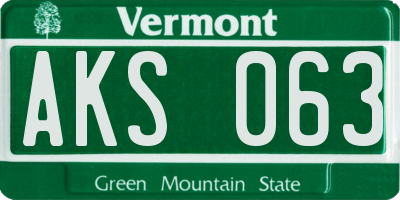 VT license plate AKS063