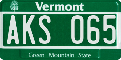 VT license plate AKS065