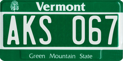 VT license plate AKS067