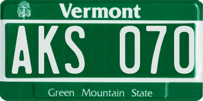 VT license plate AKS070