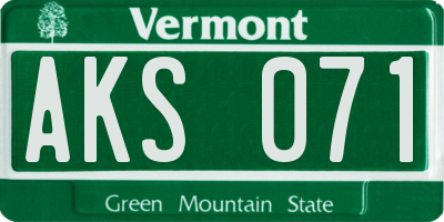 VT license plate AKS071