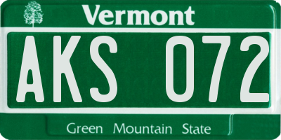 VT license plate AKS072