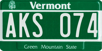 VT license plate AKS074
