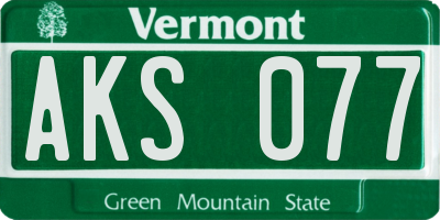 VT license plate AKS077